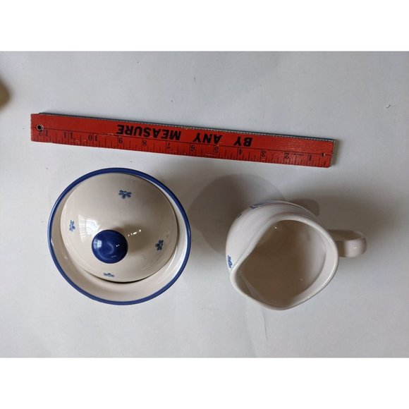 Maison Blue by PFALTZGRAFF cream and covered sugar bowl set blue white Rooster - Picture 11 of 11